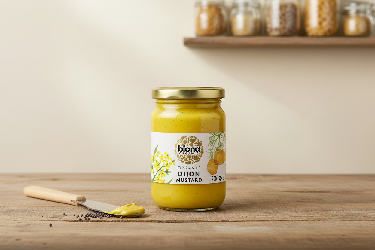 No refined sugar in the Dijon mustard used