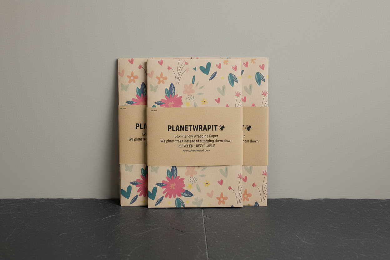Flowers Recycled Wrapping Paper | PlanetWrapIt | Plastic-Free Gift Wrap ...