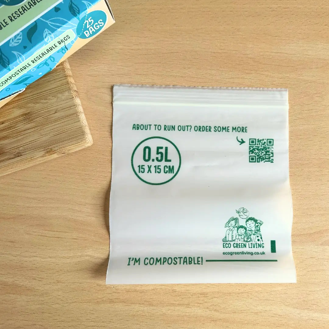 Compostable Resealable Bags Small | 0.5 Litre (25 bags) image 0