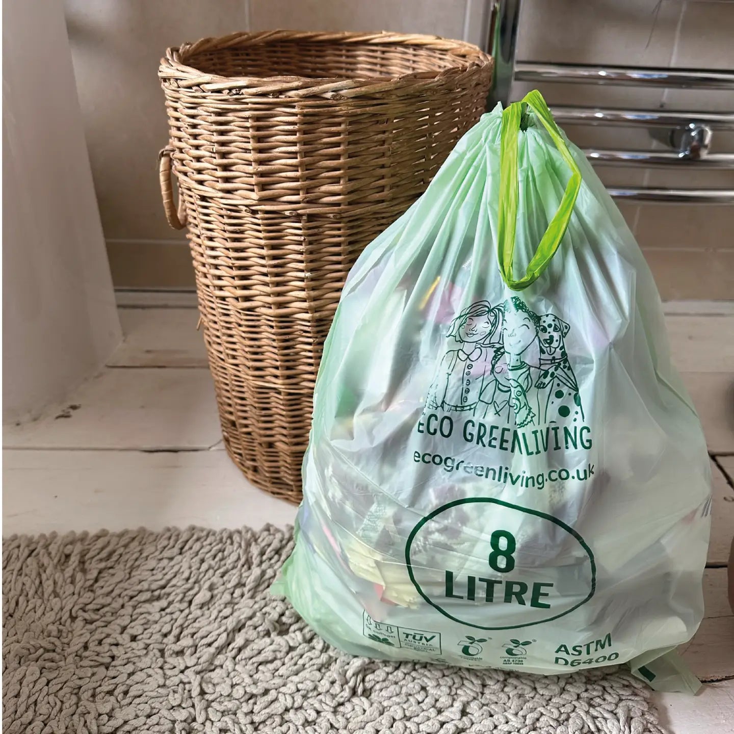 Compostable Drawstring Bags - 8 Litre image 1