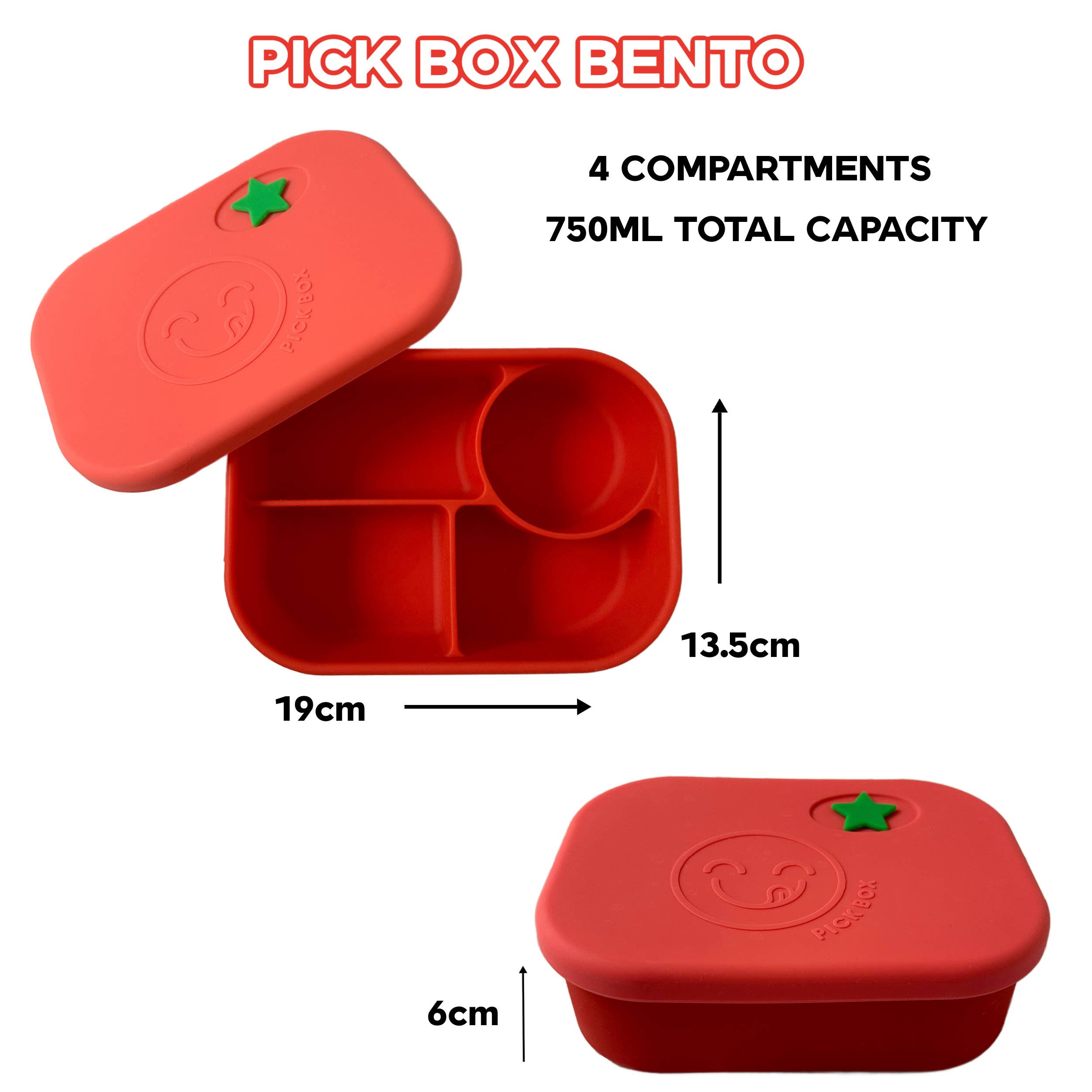 Lunch Box - Pick Box Bento - 4 Compartment Silicone