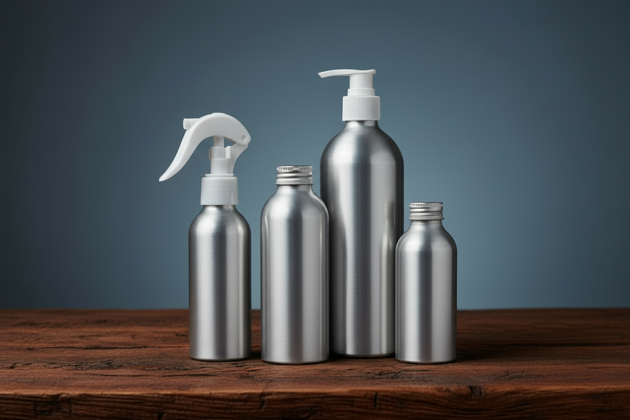 Aluminium Bottles - 4 bottles varying sizes