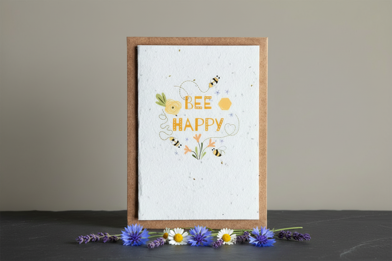 Bee Happy Plantable Seed Card - Fresh Wildflowers