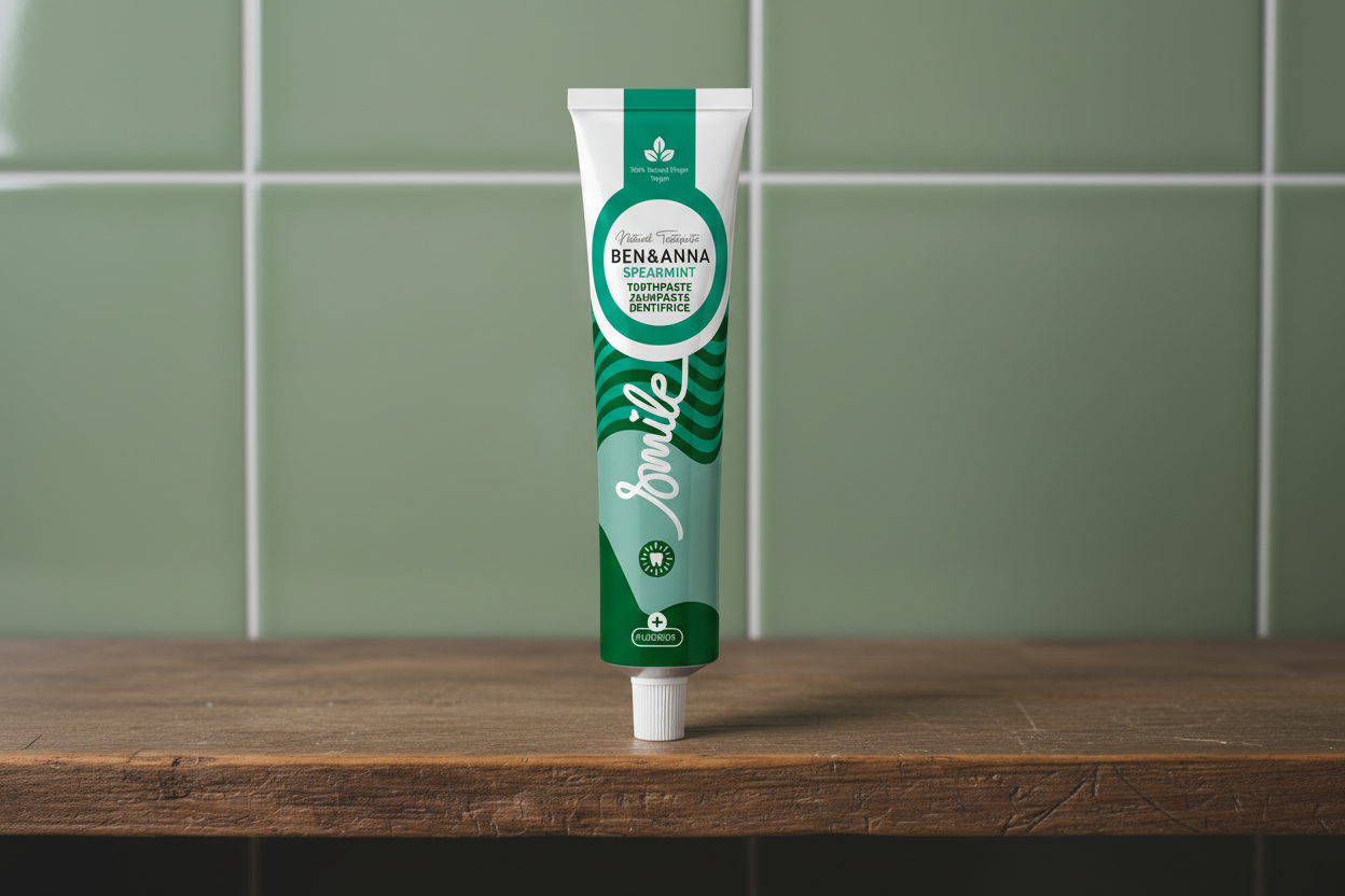 Ben & Anna Organic Natural Spearmint Toothpaste Tube with Fluoride 75ml ...