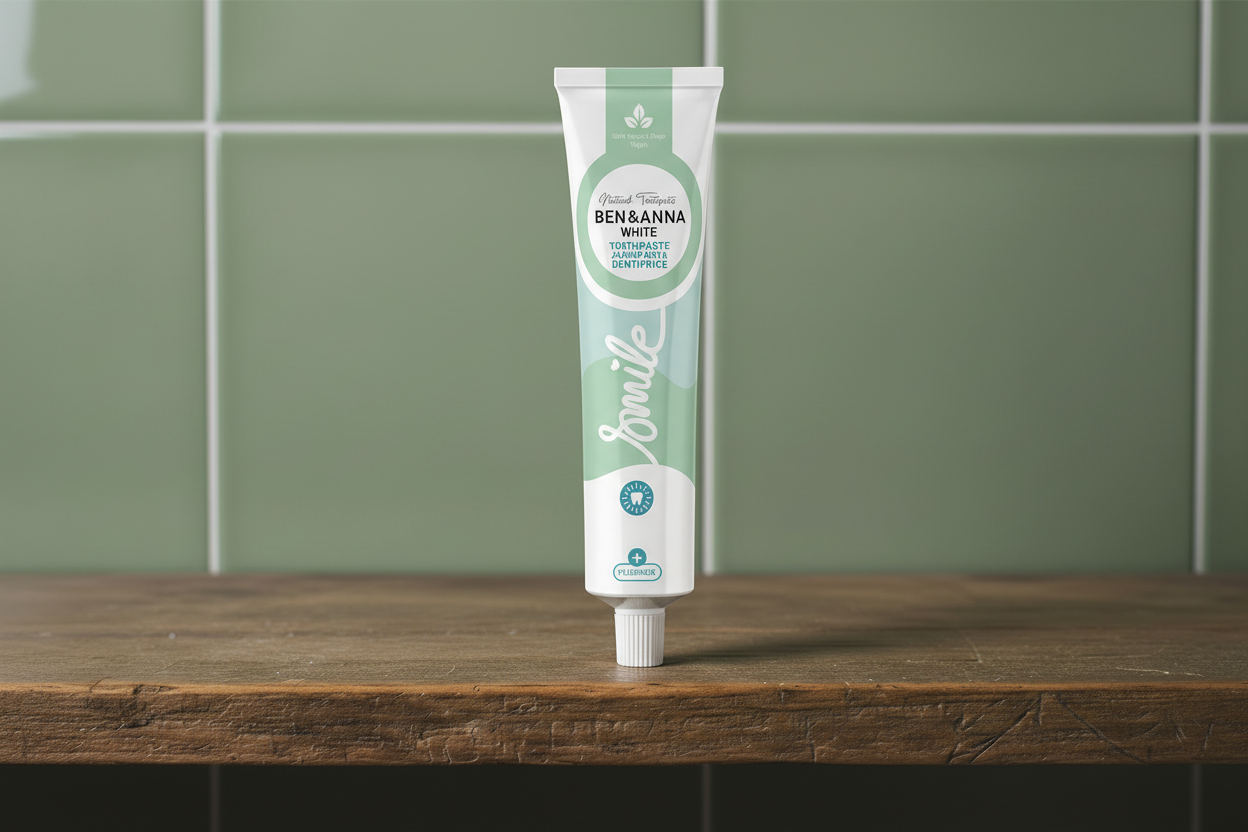 Toothpaste Reference Ben & Anna Organic Natural White Toothpaste Tube with Fluoride 75ml ...