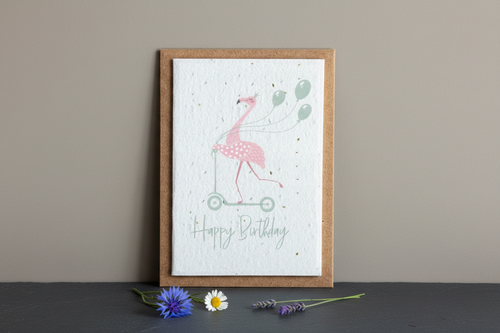 Birthday Flamingo Plantable Seed Card - No Envelope
