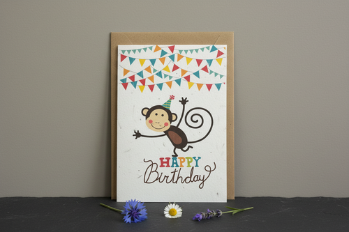 Birthday Monkey Plantable Seed Card