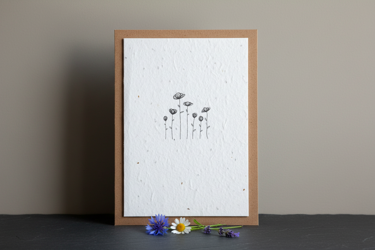 Black & White Flowers Plantable Seed Card