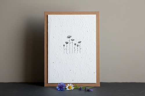 Black & White Flowers Plantable Seed Card