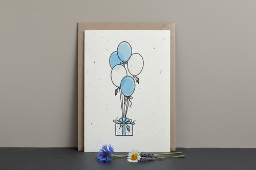 Blank Blue Balloons Plantable Seed Card