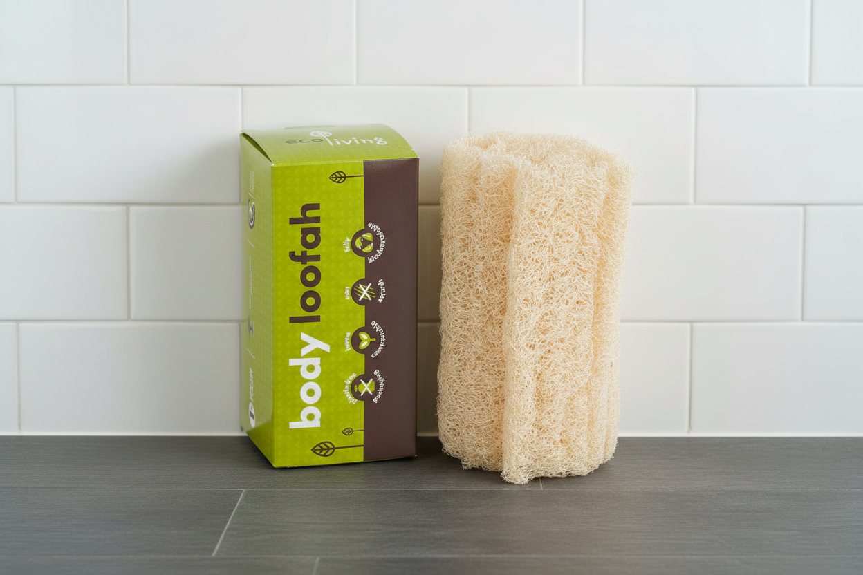 Body Loofah - Packaged Left, Naked Right