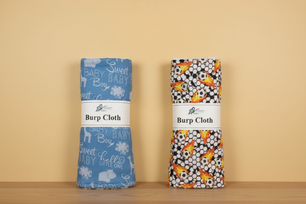 Both Burp Cloths Side by Side