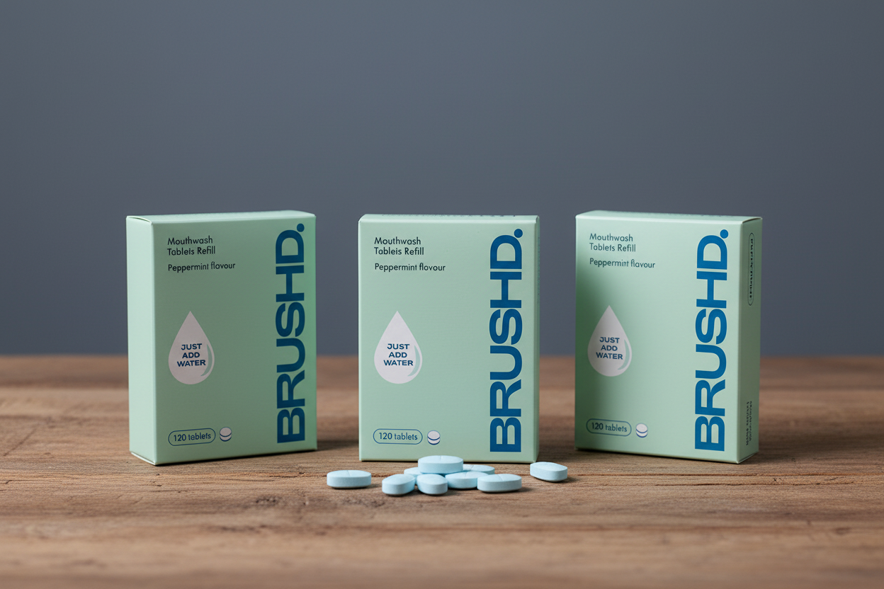 BRUSHD Mouthwash - 3 Boxes with Label Details