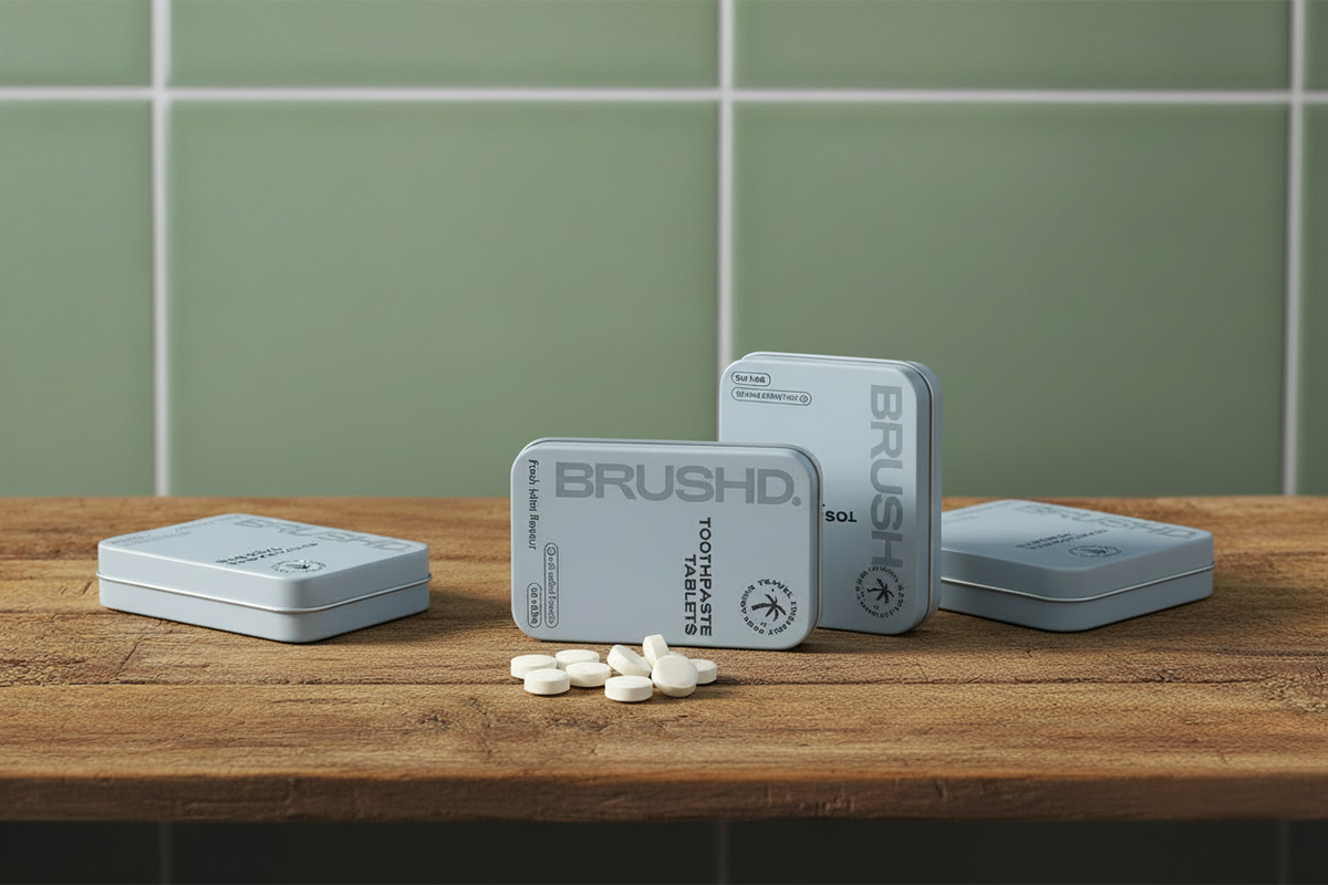 BRUSHD Toothpaste Tablets Travel Tin | 64 Tablets | Fantastic No ...