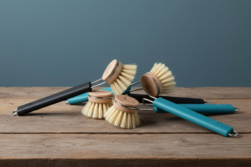 Dish Brush with Replaceable Head - Black & Teal