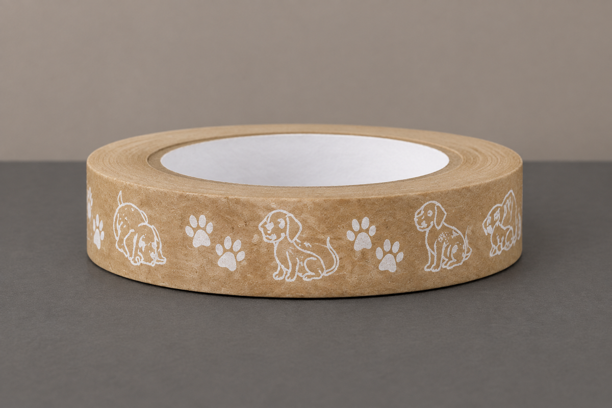 Dog-print tape in the matching single-roll hero layout