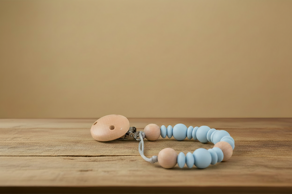 Dummy Clip - Pale Baby Blue & White