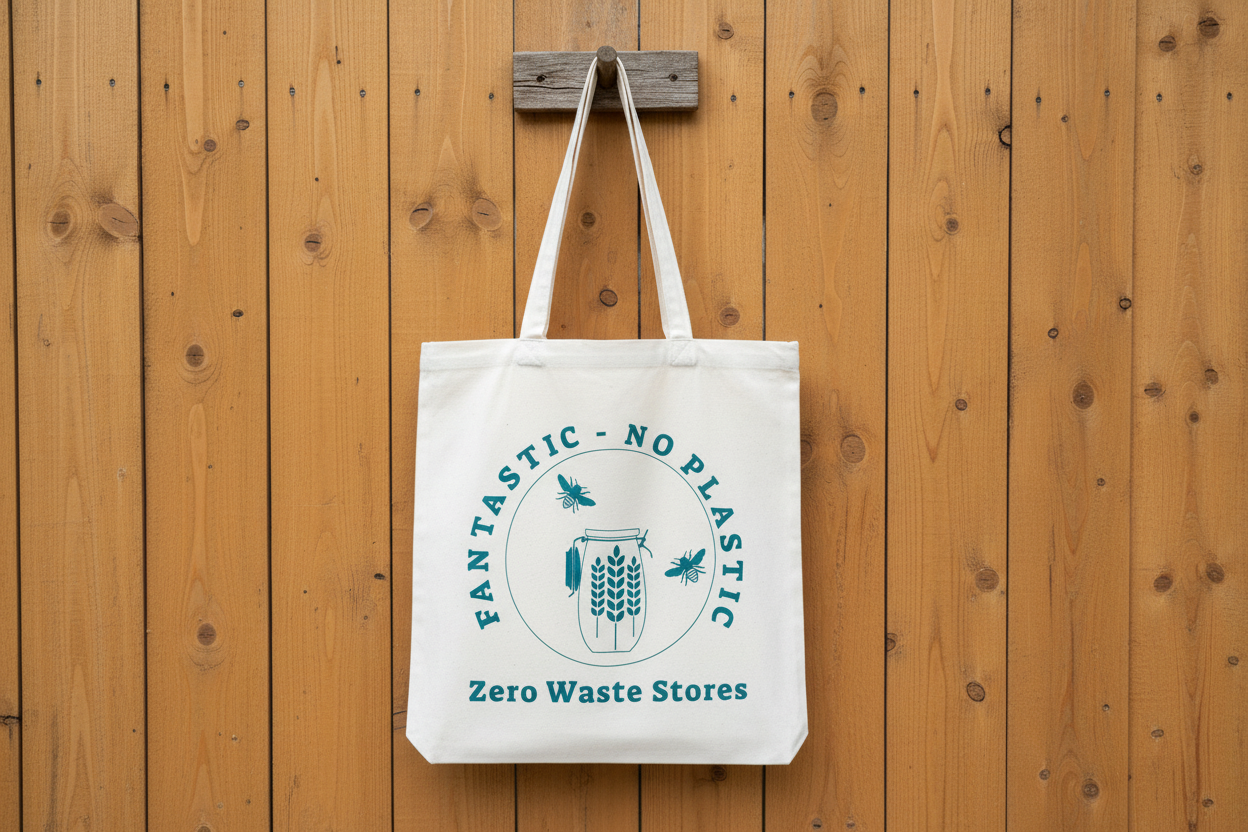 Fantastic No Plastic Tote Bag on Fence Hook
