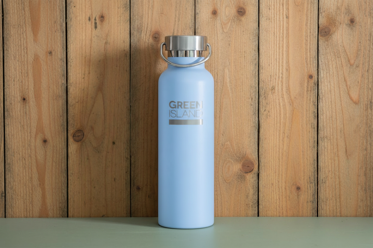 Green Island Sky Blue Bottle — Out and About Scene