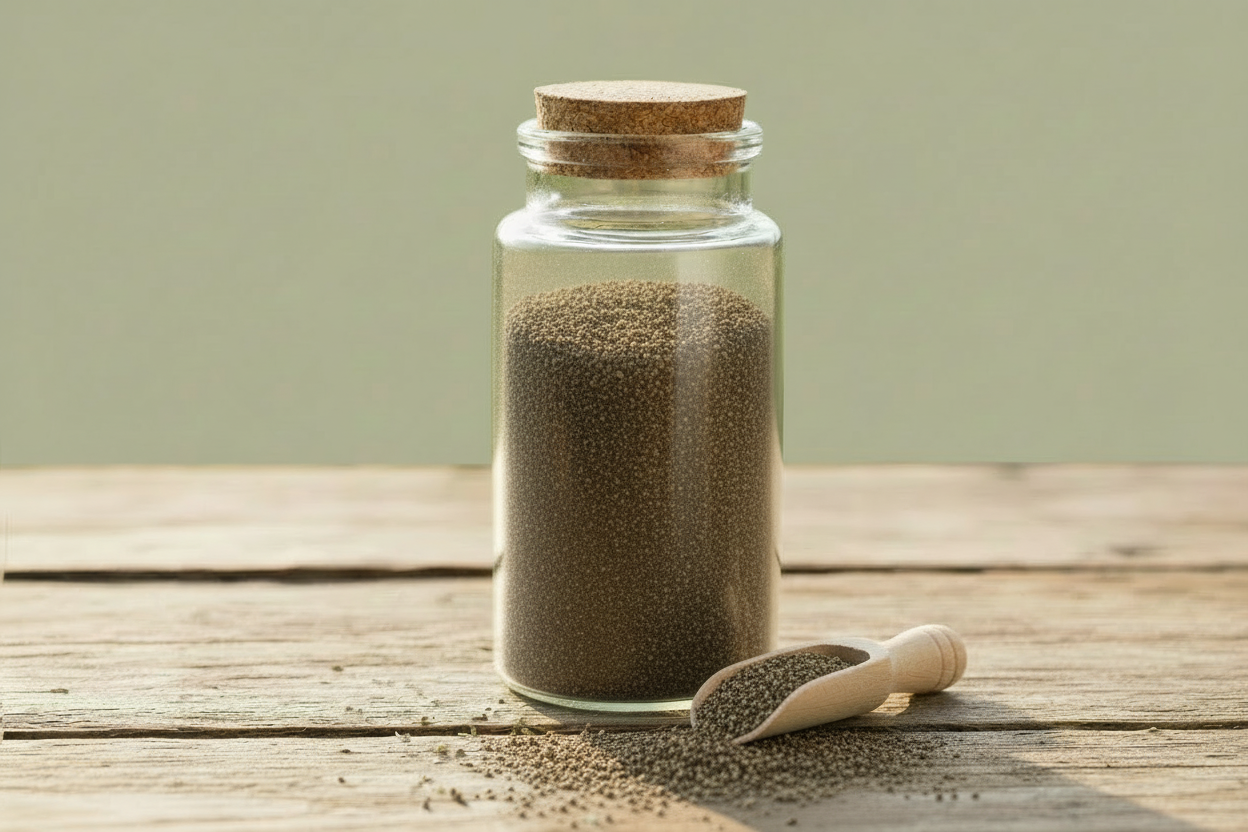 Ground black pepper powder jar