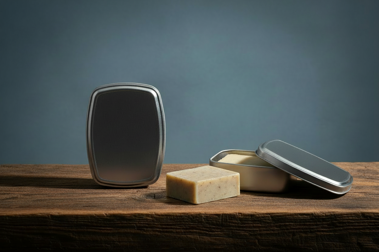 Hydrophil Soap Case - open and closed with soap bar