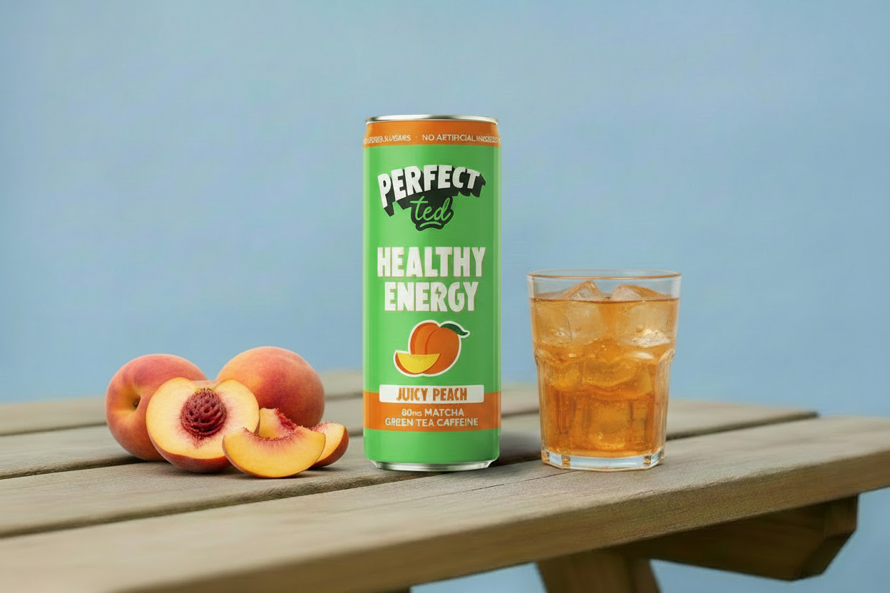 Juicy Peach hero with peach props