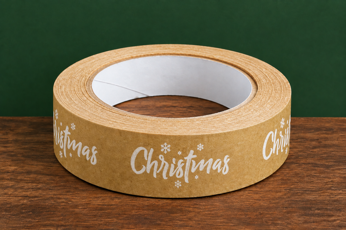 Kraft Christmas lettering tape in the matching festive hero setting
