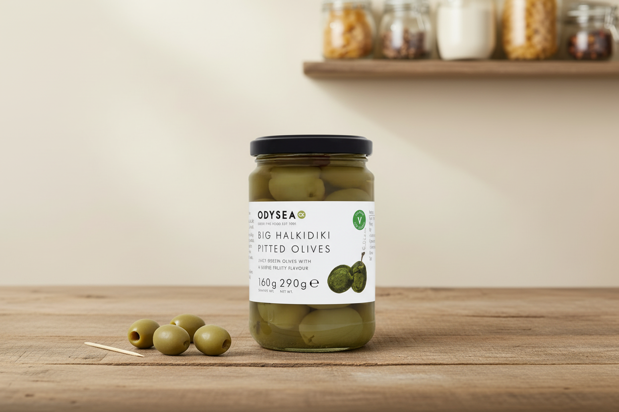 Odysea Big Halkidiki Pitted Olives Pantry Style