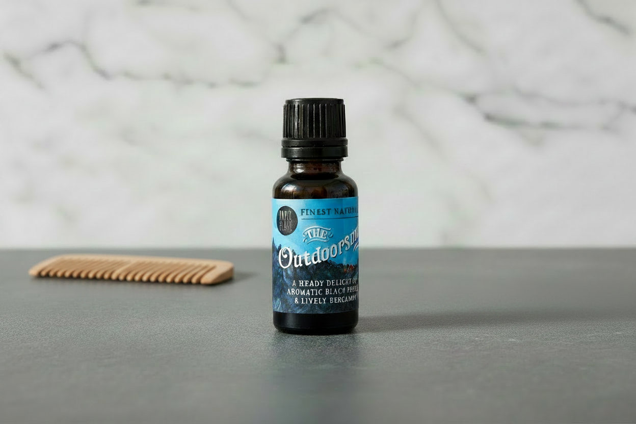 Paper Plane Outdoorsman Beard Oil - Comb Background Left