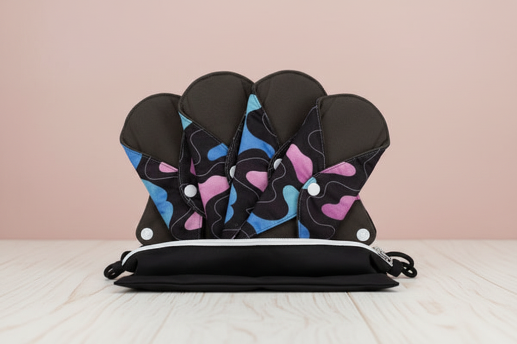 Product - Three Overlapping Pads & Bag - Blush & Pale Oat