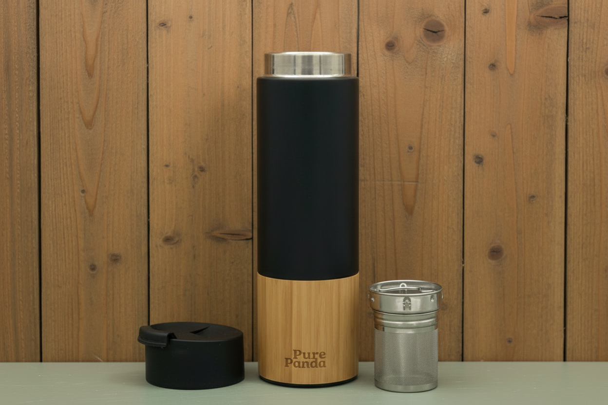 Pure Panda Bottle - Fence Background