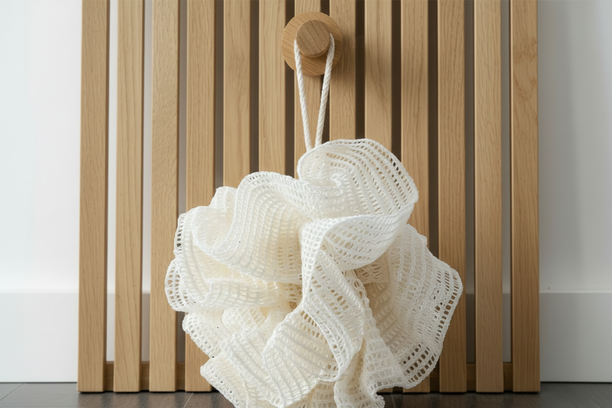 Shower Loofah - Hanging from Board