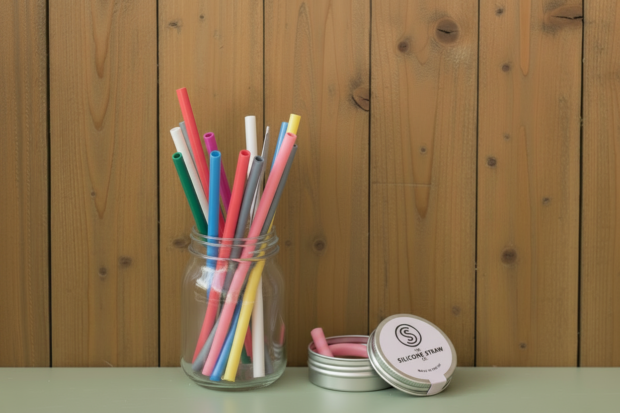 Silicone Straw Co - Pink Straw Matched