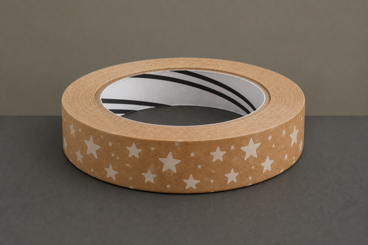 Star-pattern kraft tape in the matching slim hero layout