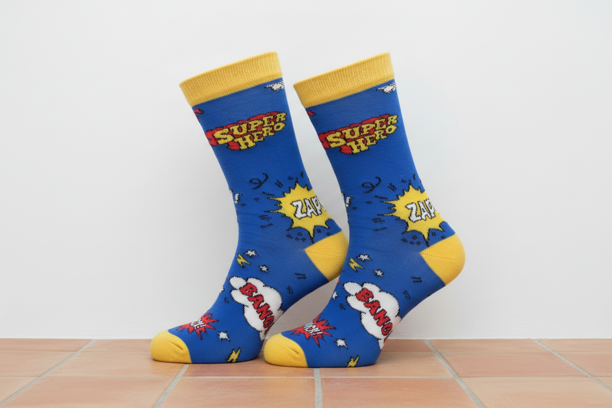 Superhero Socks - White Wall & Terracotta Tiles