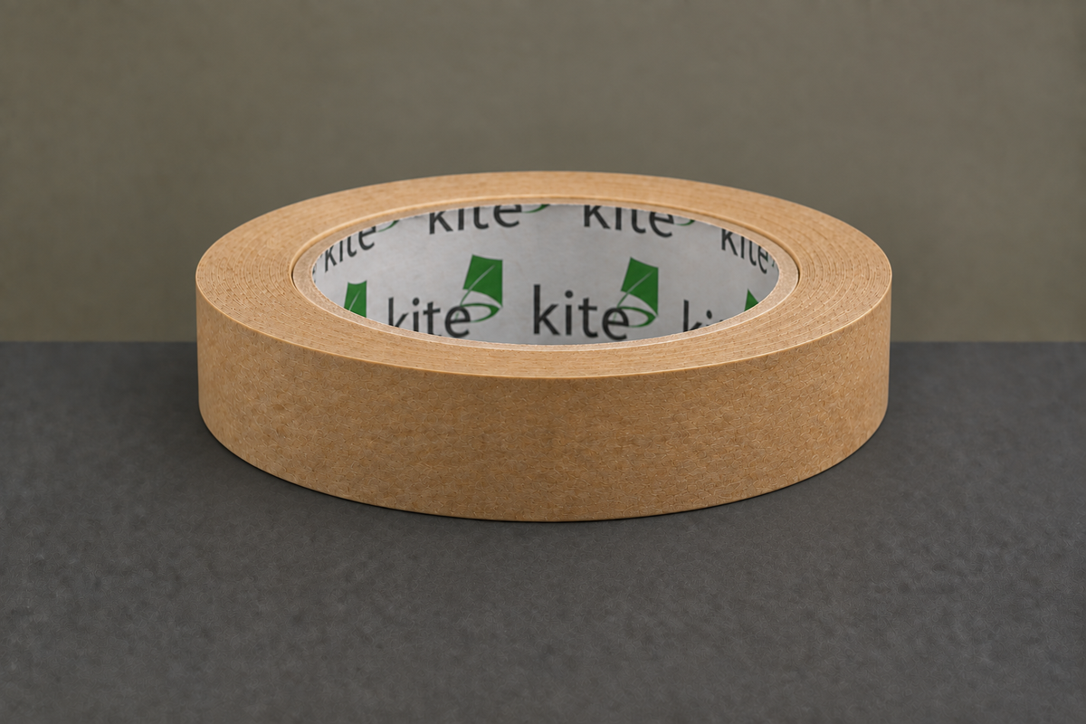 Thinner plain kraft tape roll in the matching hero setting