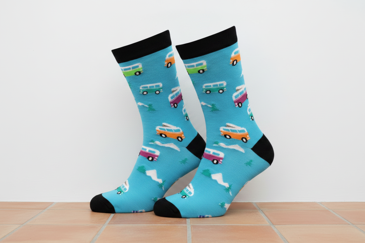 VW Campervan Socks - White Wall & Terracotta Tiles