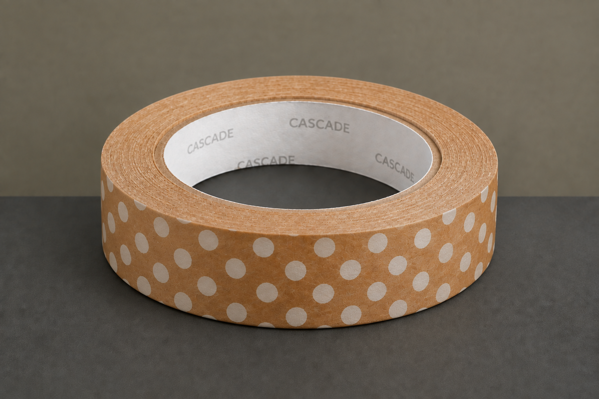 White-dot kraft tape with a slimmer roll width